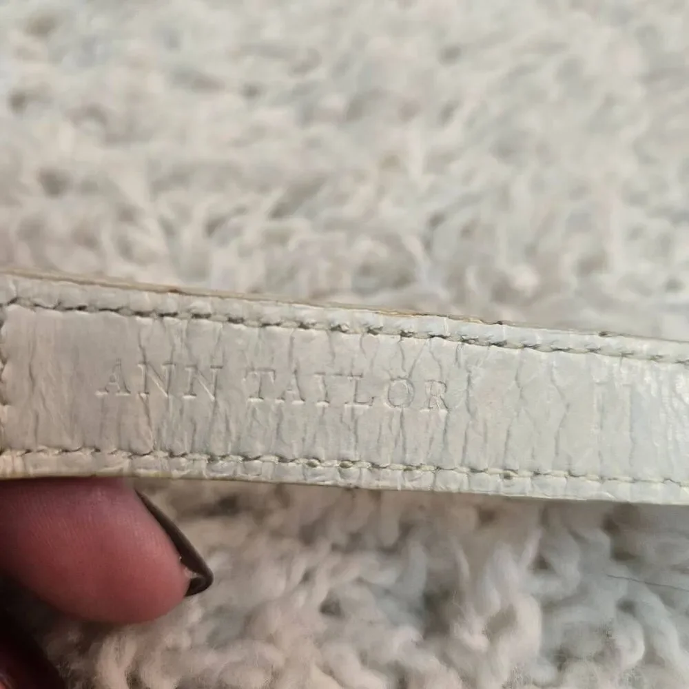 Ann Taylor White Leather and Chain Ribbon Belt M
